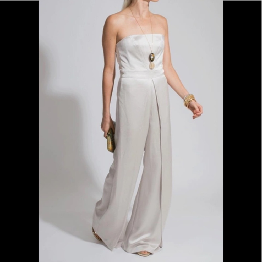 Alexis Strapless Wide-Leg Jumpsuit in Light Ivory